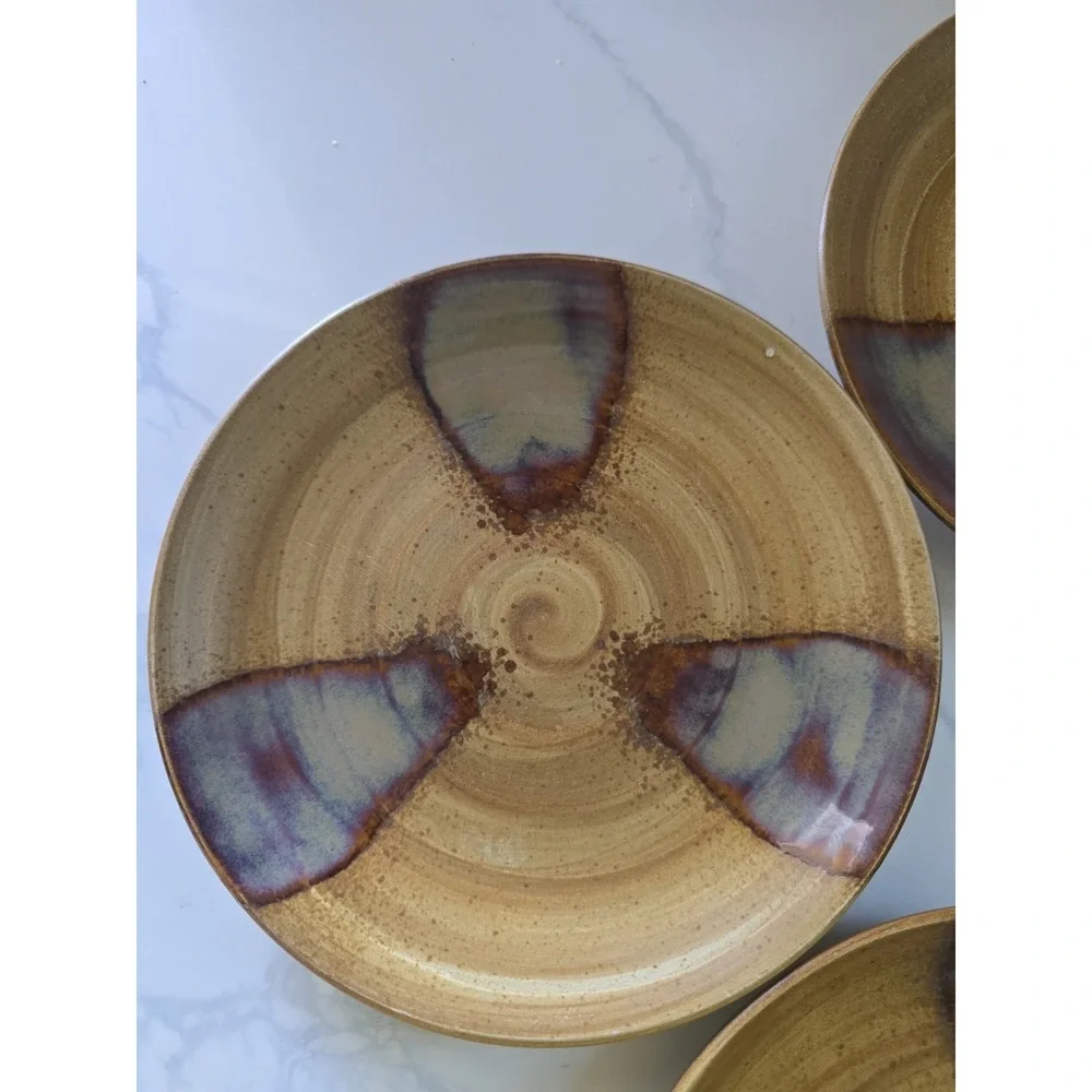 2001 Disc Sango Splash 4951 Salad Plates Set Of 4 Stoneware Brown Drip